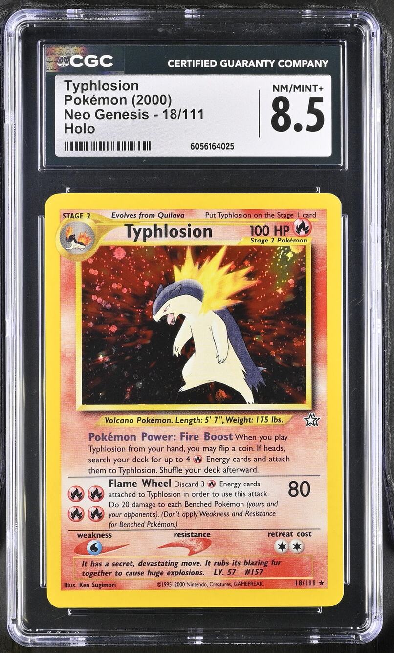 CGC 8.5 NM/MINT+ Typhlosion 18/111 Pokémon 2000 Neo Genesis Holo Rare Graded